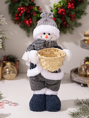 Weihnachts-Plüsch-Dekoration, stehend, Weihnachtsmann-Puppe, festlicher Schneemann, Plüschfigur, Weihnachtsgeschenk, Ornament, Weihnachts-Schaufenster-Dekoration, saisonales Gnom-Spielzeug,