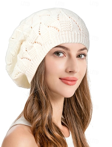  Mujer Sombrero Gorro de melón Portátil Transpirable Exterior Calle De Punto Color puro