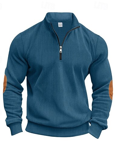  Per uomo Maglia Felpa con zip corta Aalbicocca Nero Bianco Verde militare Blu marino Mezza zip Blocco di colori Patchwork Sport & Outdoor Quotidiano Ferie Poliestere Velluto a coste Streetwear