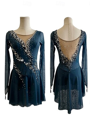 Vestido de patinaje artístico Mujer Chica Patinaje Sobre Hielo Vestidos Verde Oscuro Retazos Dedo Pulgar Licra Alta elasticidad Entrenamiento Competición Ropa de Patinaje Clásico Cristal / Strass   Vestido de patinaje artístico Mujer Chica Patinaje Sobre Hielo Vestidos Verde Oscuro Retazos Dedo Pulgar Licra Alta elasticidad Entrenamiento Competición Ropa de Patinaje Clásico Cristal / Strass