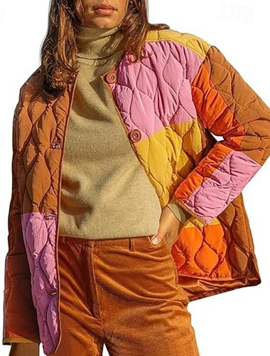  Γυναικεία Casual Jacket Άνετο Κουρελού Τσέπη Κουμπιά Καθημερινό Συνδυασμός Χρωμάτων Αργίες Εξόδου Μονόπετο Κανονικό Λαιμόκοψη Κανονικό Μακρυμάνικο Εξωτερικά ενδύματα