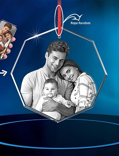  räätälöidyt jouluvalokuvakoristeet räätälöity akryylivalokuva kahdeksankulmainen seinävaate moderni design lahja aviomiehelle vaimolle perheelle ystäville, ihanteellinen koti&amp;toimiston sisustus