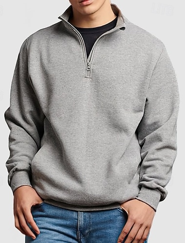  Voor heren Stoppen Fleece hoodie Sweatshirt met kwartrits Hoodie met fleecevoering Zwart Wit Blozend Roze Marineblauw blauw Opstaande boord Effen Sport & Outdoor Casual Dagelijks Streetwear Stoer