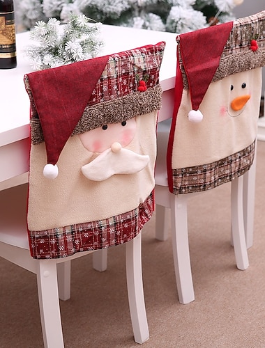  2 kpl jouluisia tuolien päällisiä, koti- ja ravintolajuhlien tuolien päälliset, neliönmuotoiset jakkarapäälliset vanhusten tuoleille, juhlava sisustus