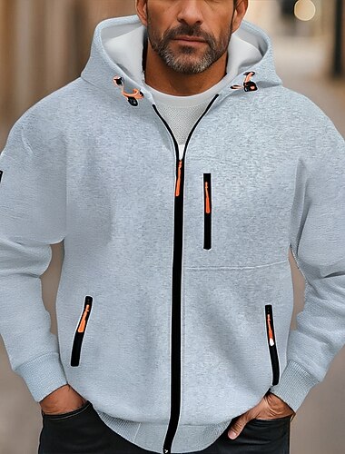  Per uomo Felpa con cappuccio Felpa con cappuccio a zip intera Felpa con cappuccio in pile Nero Vino Blu marino Blu Reale Verde scuro Con Cappuccio Semplice Tasca Sport & Outdoor Quotidiano Ferie