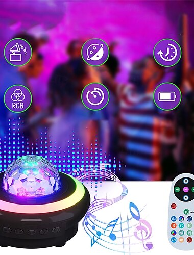  Fjernstyrt stjernehimmelprojektor nattlys med Bluetooth-høyttaler USB-oppladbar galakselampe for barneromsinnredning