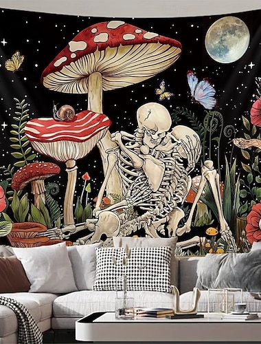Tapestry Wall Hangings Skeleton Mushroom Vintage Boho Mystic Bedroom Living Room Dorm Home Decor   Tapestry Wall Hangings Skeleton Mushroom Vintage Boho Mystic Bedroom Living Room Dorm Home Decor