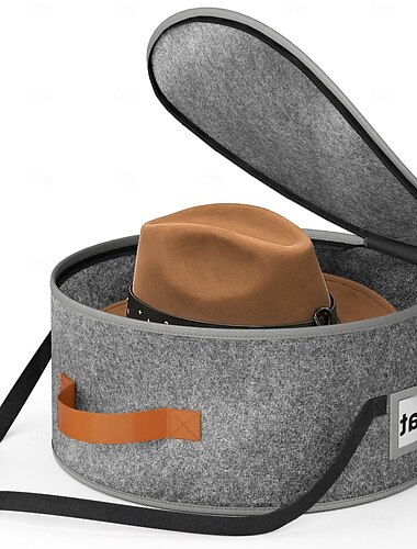  Kokoontaitettava huopahattusäilytyslaatikko, suuri koko, kannella ja kahvalla – pyöreä matkahattujärjestäjä miehille ja naisille, cowboyhattu-säilytyspussi, vaatteiden ja pehmolelujen säilytys