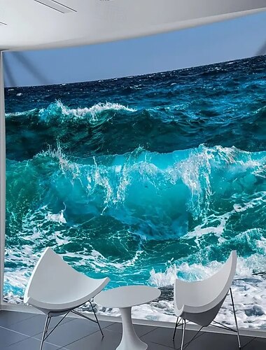  masivní letní oceánská krajina s fotografickou krajinou ve vysokém rozlišení s digitálním tiskem na polyesterové látce, moderní pobřežní nástěnná dekorace do obývacího pokoje, ložnice, kanceláře nebo