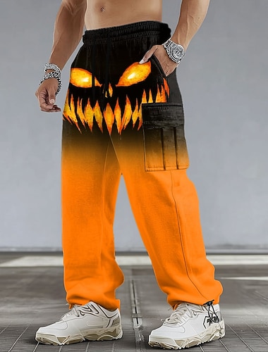  Halloween Pánské Dýně Halloweenské kostýmy Nákladní tepláky Běžec Kalhoty pro volný čas Středně vysoký pas Na běžné nošení Sportovní Turistika Cvičení Elastická šňůrka v pase Otevřené dno Taktick