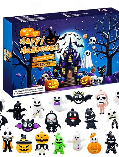 ハロウィン &クリスマスアドベントカレンダー 24日間カウントダウン キーホルダー、レーシングおもちゃ、恐竜おもちゃ付き 子供へのクリスマスプレゼントに最適