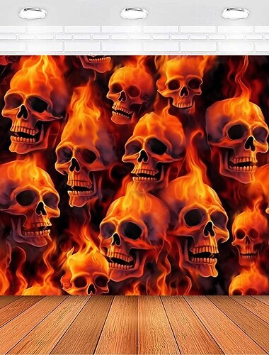  Ταπισερί Χαλοουίν Φλογερή Κεφαλή Κρανίου – Φλογεροί Σκελετοί Τοίχου Τέχνης Φόντο Σκοτεινή Γοτθική Τρόμου Μεγάλο Κρεμαστό Των Μουρνιών για Κρεβατοκάμαρα Σαλόνι Διακόσμηση Σπιτιού Χαλοουίν 2025