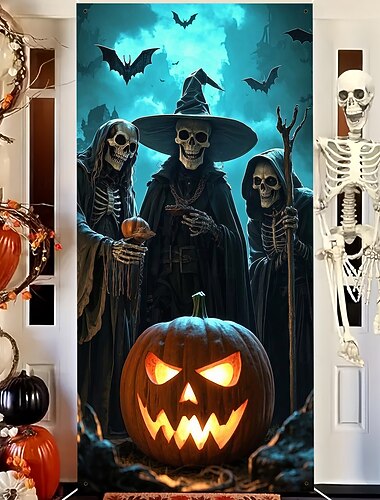 Halloween Σκελετός 森林 Φαντασία Σαλόνι Διακοσμήσεις τοίχου πόρτα φόντο