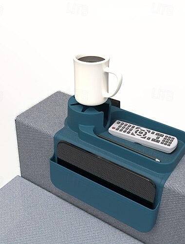  1 stk. multifunksjonell silikon armlens koppholder sklisikker sofa armlensbrett med koppholder - varmebestandig sofaunderlag, arrangør med sidelommer for fjernkontroller, telefoner, bøker