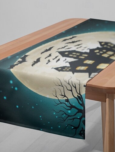  Halloween tafelloper - digitaal bedrukt rechthoekig tafelkleed 33x180cm voor restaurant &feestdecoratie