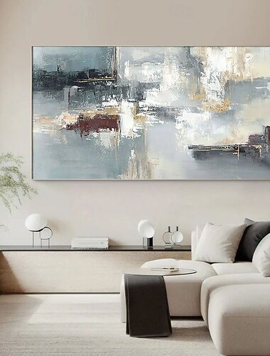  handgemaakt 3D olieverfschilderij abstract landschap met levendige kleuren en rijke tinten met behulp van impasto-techniek en gedetailleerde penseelstreken voor moderne woninginrichting