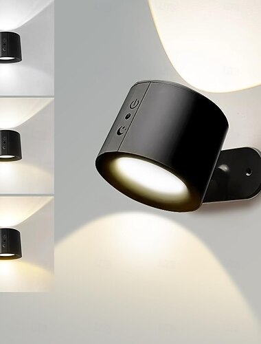  Kinkiety magnetyczne LED, lampki nocne, 1 szt., 3 temperatury barwowe &ściemnialna, obrotowa o 360 stopni bezprzewodowa lampa ścienna z pilotem do sypialni, czytania, gabinetu i przy łóżku