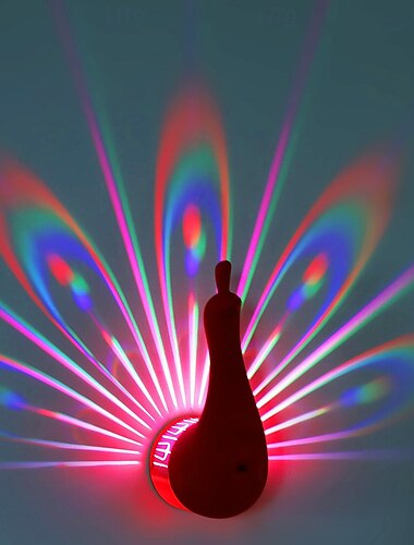  1 stk. påfuglprojeksjonslys fjernstyrt veggmontert nattlys soverom sengegavl fargerikt atmosfærelys kreativt usb-lading nattlys