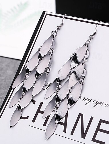  orecchini pendenti classici orecchini a foglia gioielli argento / nero / oro per matrimonio regalo di San Valentino fidanzamento festival