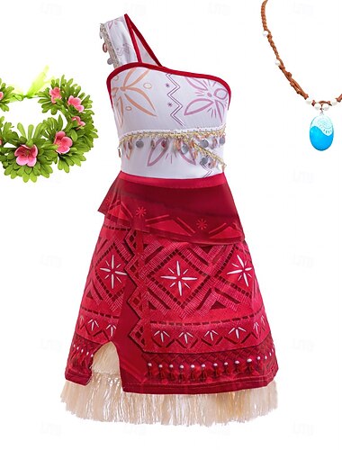  Πριγκίπισσα Moana φόρεμα κολιέ Moana στολή φόρεμα cosplay για το Halloween κοστούμια ταινίας με θέμα την τηλεόραση cosplay ταινίας για κορίτσια παιδικό καρναβάλι ημέρα του παιδιού παγκόσμια ημέρα βιβλίου πάρτι γενεθλίων παραλία