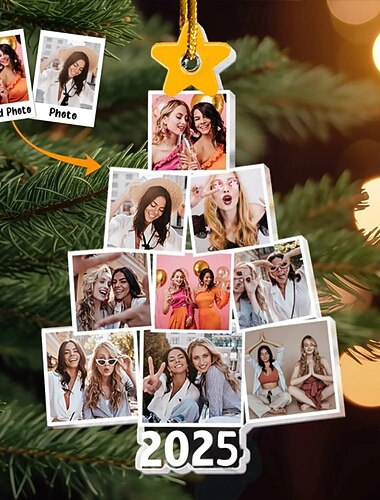  Adornos de foto personalizados de mejor amigo de árbol de Navidad en acrílico 2D decoración de marco de imagen personalizada adornos de árbol de Navidad regalos colgantes para familiares y amigos