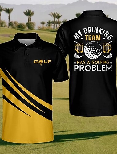  Miesten Raidoitettu Urheilu poolopaidat Golfpaita Lyhythihainen Poolopaidat Kauluspaidat Vapaa-aika Urheiluasut Lomavaatteet Napit 3D-tulostus Keltainen Rubiini Laivastosininen