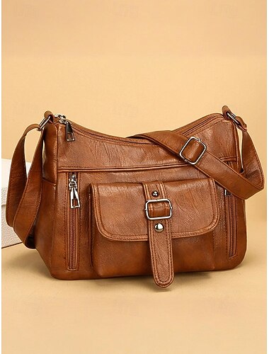  női műbőr válltáska – többzsebes vintage crossbody kézitáska munkába, utazáshoz és mindennapi használatra