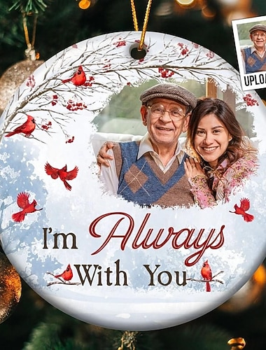 Personliga julgransprydnader med foto, minnesmärke, jag är alltid med dig, akryl 2D, anpassad dekor, julgransdekoration, hängande hänge, gåvor   Personliga julgransprydnader med foto, minnesmärke, jag är alltid med dig, akryl 2D, anpassad dekor, julgransdekoration, hängande hänge, gåvor