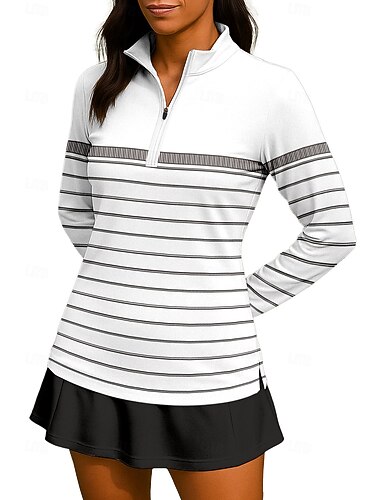  Damskie Geometryczny Pasek Koszula Koszulka sportowa Koszulka polo Koszulka do tenisa Długi rękaw Zamek Kwiaty UPF50+ Odporny na UV Wysoka elastyczność Odprowadza wilgoć Oddychający Bransoletka