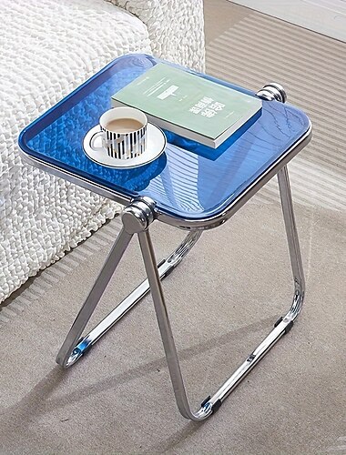  plassbesparende sammenleggbar akryl &metall sidebord - moderne minimalistisk grønt design, solid ingen montering nødvendig for små rom, stue, soverom, kontor, allsidig &elegante møbler, slitesterke