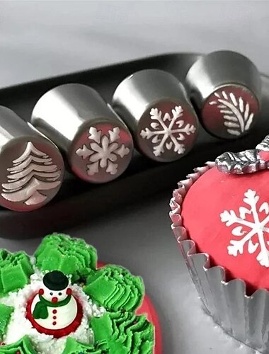  10個/セット クリスマスノズルセット ステンレススチール製パイピングチップ ケーキデコレーションノズル クリームペストリーアイシングチップ クッキーフォンダンベーキングツール