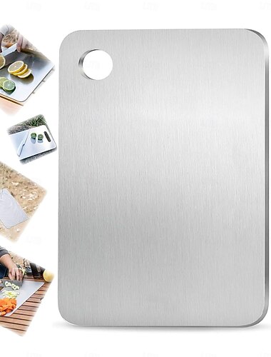  Skjærebrett i premium titanlegering, dobbeltsidige skjærebrett i titan, matgodkjent for kjøkken, oppvaskmaskinsikker, camping, skjærebrettmatte for frukt og kjøtt &utendørs grillfest
