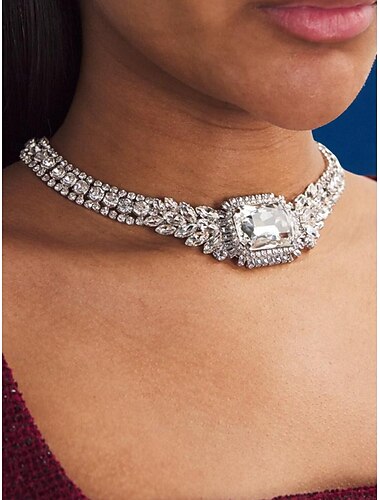  collana girocollo in cristallo da donna con grande gemma centrale: elegante gioiello per spose, balli di fine anno ed eventi serali formali