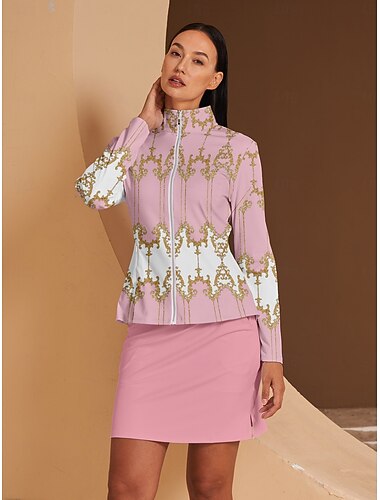  Per donna Giacca da golf Rosa Manica Lunga Top Abbigliamento da golf da donna Abbigliamento Abiti Abbigliamento