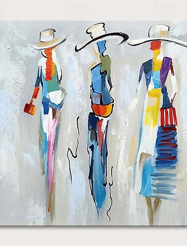  Pintura al óleo pintada a mano sobre lienzo, figura de palo de mujer, patrón abstracto antiguo de gran tamaño, adecuado para colgar verticalmente en decoraciones de pared de oficina, hogar, hotel, cafetería, regalos para adultos
