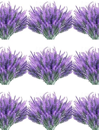  20 manojos de flores artificiales de lavanda: plantas de plástico resistentes a los rayos UV y a la decoloración para exteriores, ideales para jardín y porche. &Decoración del alféizar de la ventana: