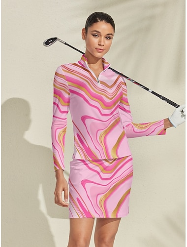  Dames Wandelen poloshirt Roze Lange mouw Kleding Bovenlichaam Dames golfkleding kleding outfits draag kleding