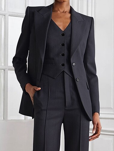  γυναικείο σακάκι tailored blazer structured jacket κομψό μακρυμάνικο με κουμπιά, μονόχρωμο μόνο τοπ