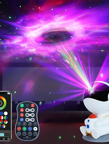  Proiettore di stelle, proiettore di galassie per astronauti, luce notturna a razzo per cameretta dei bambini, testa magnetica regolabile a 360° con controllo remoto tramite app, idea regalo