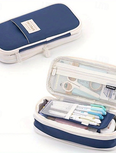  Astuccio portapenne di grande capacità per ufficio, università, scuola, grande capacità di stoccaggio, borsa, custodia, scatola