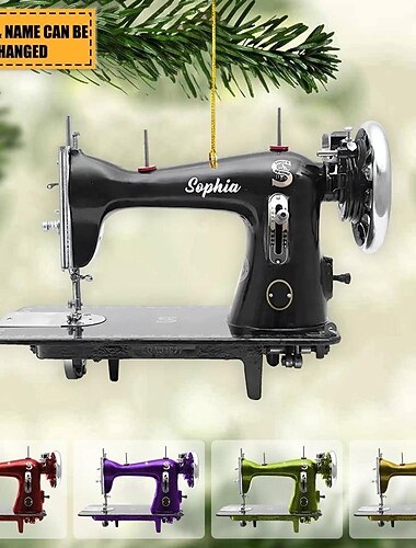  אישית מכונת תפירה חג המולד קישוט מותאם אישית שם אקריליק שטוח קישוט חג המולד תפירה מאהב מתנה תופרת קישוט מתנה