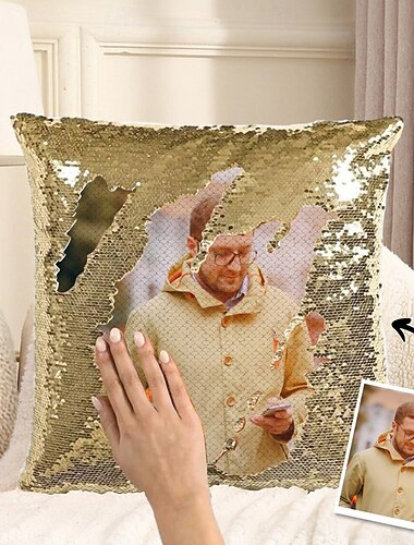  כרית נצנצים קסומה בהתאמה אישית לגברים ציפית אישית הפיכה עם תמונה שלך מתנה ייחודית ליום הולדת או יום נישואין