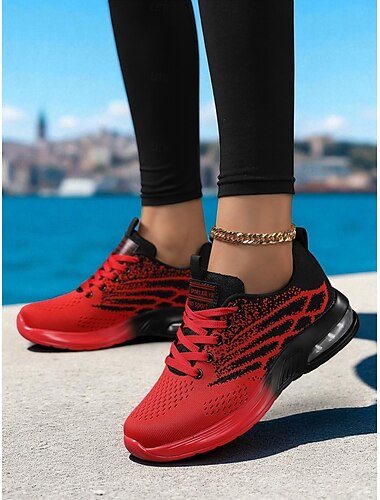  נעלי ריצה לנשים מדגם flyknit – נעלי ספורט קלות עם שרוכים לחדר כושר, ריצה וסגנון רחוב