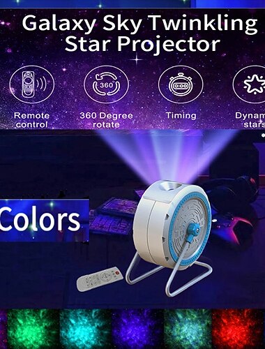  musikk stjernehimmel projeksjonslampe nattlys med Bluetooth-høyttaler fjernkontroll