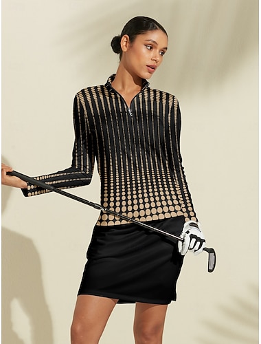  Dames Wandelen poloshirt Zwart Lange mouw Kleding Bovenlichaam Dames golfkleding kleding outfits draag kleding