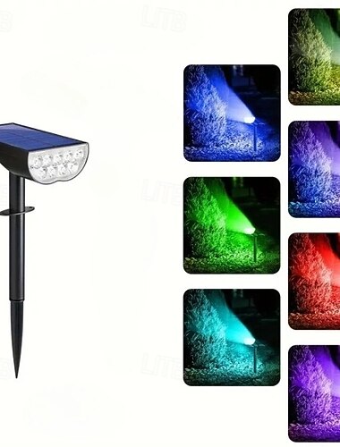  Luci solari da esterno, confezione da 1, impermeabili IP68, 5 modalità di illuminazione, faretti solari da esterno, lampadine a LED con accensione/spegnimento automatico, illuminazione solare da