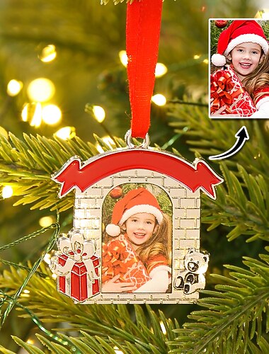  henkilökohtaiset valokuvajoulukoristeet, mittatilaustyönä tehdyt metalliseoksesta valmistetut joulukuusenriipukset, koristelu, muistolahjat perheelle, ystäville, rakkaille, naapureille