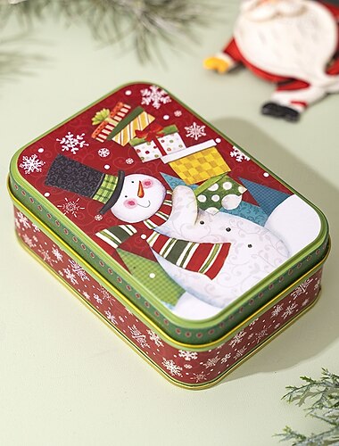  Julekakebokser med lokk til gavegivning juleblikkbeholdere mini metallboks med lokk høytid godteri kjeks oppbevaring gaveemballasjeboks festlig festgave tom beholder