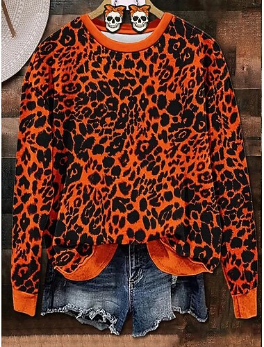 Damen Sweatshirts Grafik Lässig Lange Ärmel Rundhals Reguläre Oberteile Street Dailywear Lässig Druck Rosa Orange Grün Frühling Herbst Winter   Damen Sweatshirts Grafik Lässig Lange Ärmel Rundhals Reguläre Oberteile Street Dailywear Lässig Druck Rosa Orange Grün Frühling Herbst Winter