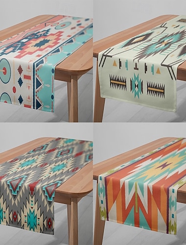  1ks geometrický běhoun na stůl, digitálně potištěný obdélníkový ubrus pro dekoraci jídelny, svatby, banketu nebo večírku